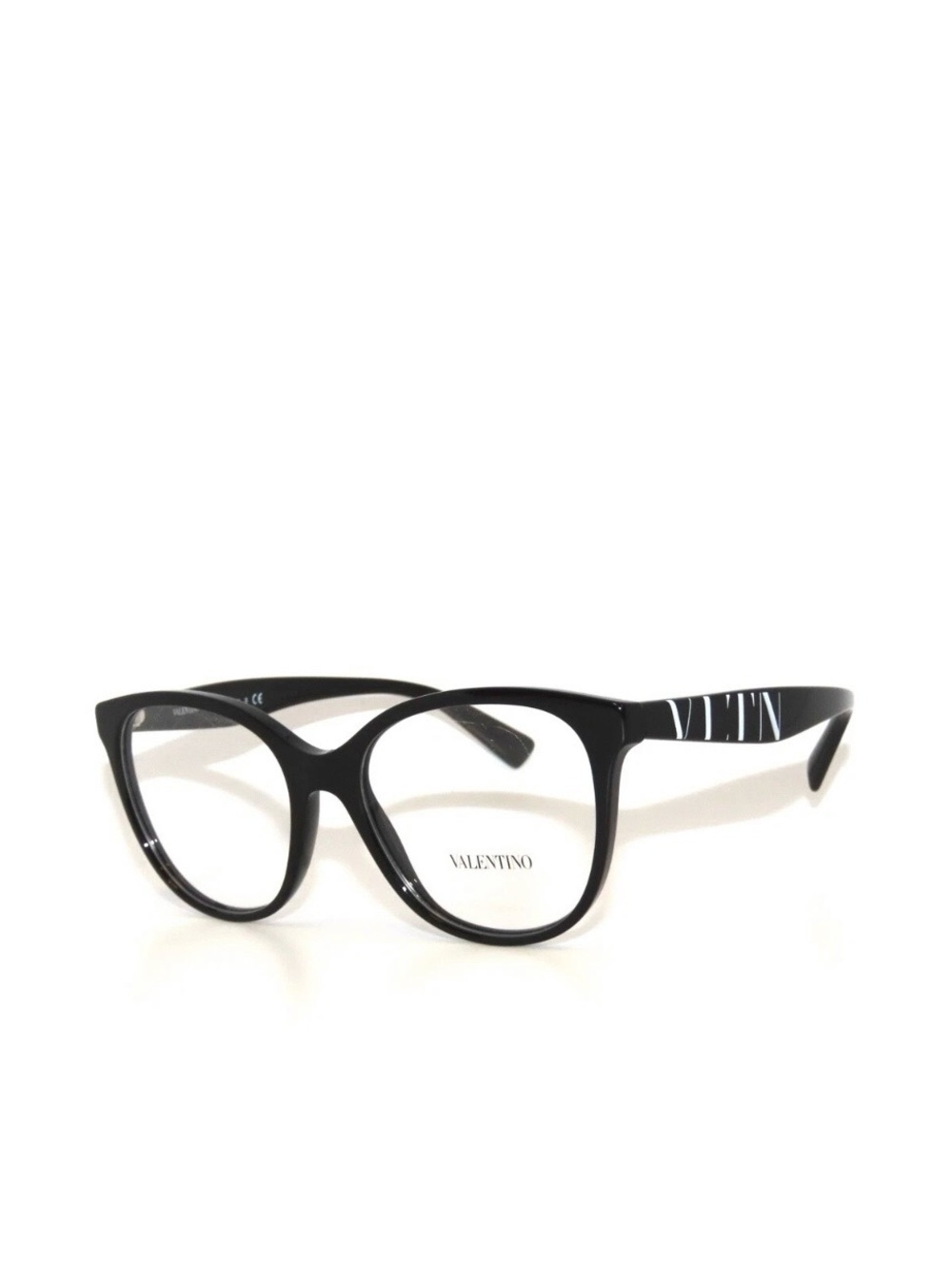 Valentino Black Cat-Eye Women's Optical Glasses with Logo Temples V3014